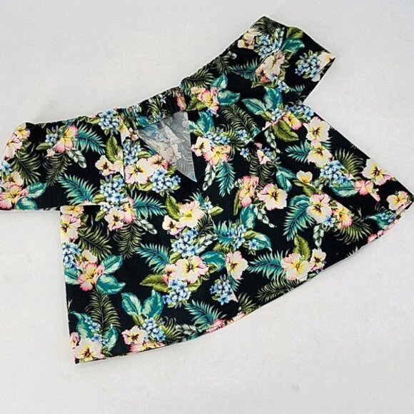 Topshop Tropical Print Off Shoulder Crop Top Size 6P - Picture 6 of 9